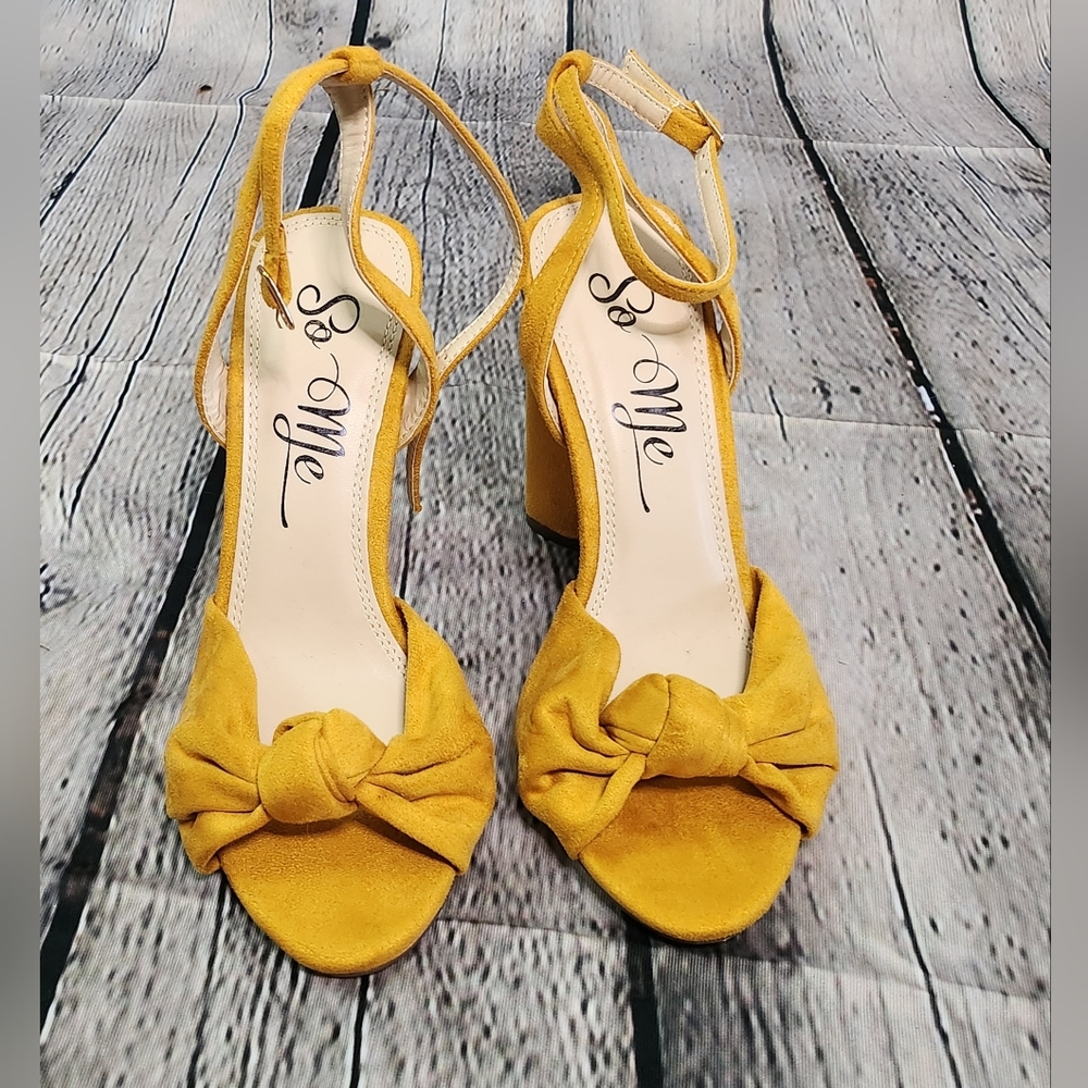 Sunflower yellow suede heels